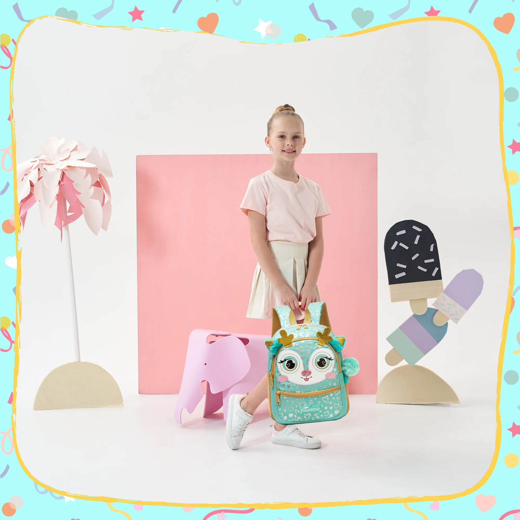 1 шт., милый 13-дюймовый рюкзак с изображением животных, детский сад, спорт на открытом воздухе, маленькая девочка с маленькой подвеской