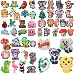 5-18Pcs Cartoon Animal Bird Fish Lion Cat Hedgehog Bear Monkey Fox Elephant Koala PVC Shoe Charms Clogs Pins Slipper Accessories