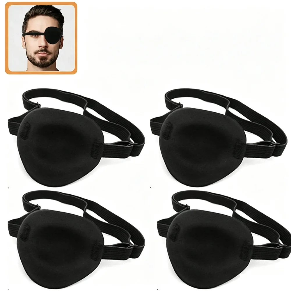 1PC Black Single Eye Patch Adjustable Soft Amblyopia Lazy Eye Patches for Left or Right Eyes Concave Eye Patch for Adults Kids