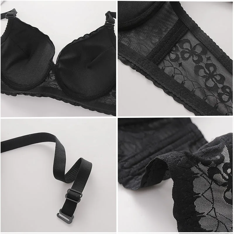 36-46 B/C Large Size Seamless Bra for Women Lace Floral Underwire Underwear Tops Push Up Plus Size Brasieres Pare Mujer