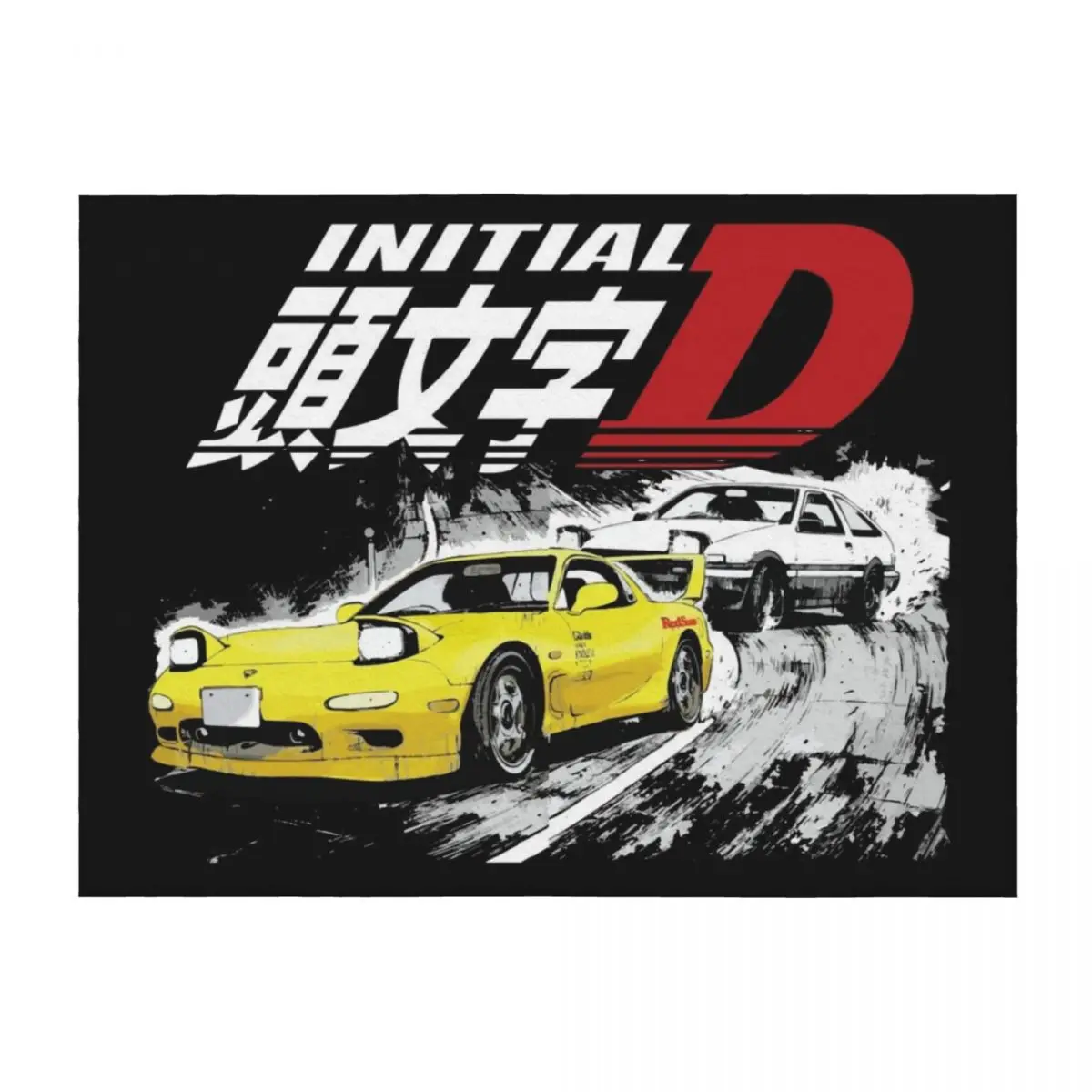 

Initial D FD RX7 Stage 1 Drifting - Keisuke Takahashi's RedSuns vs takumi 86 Throw Blanket Large Softest manga Blankets