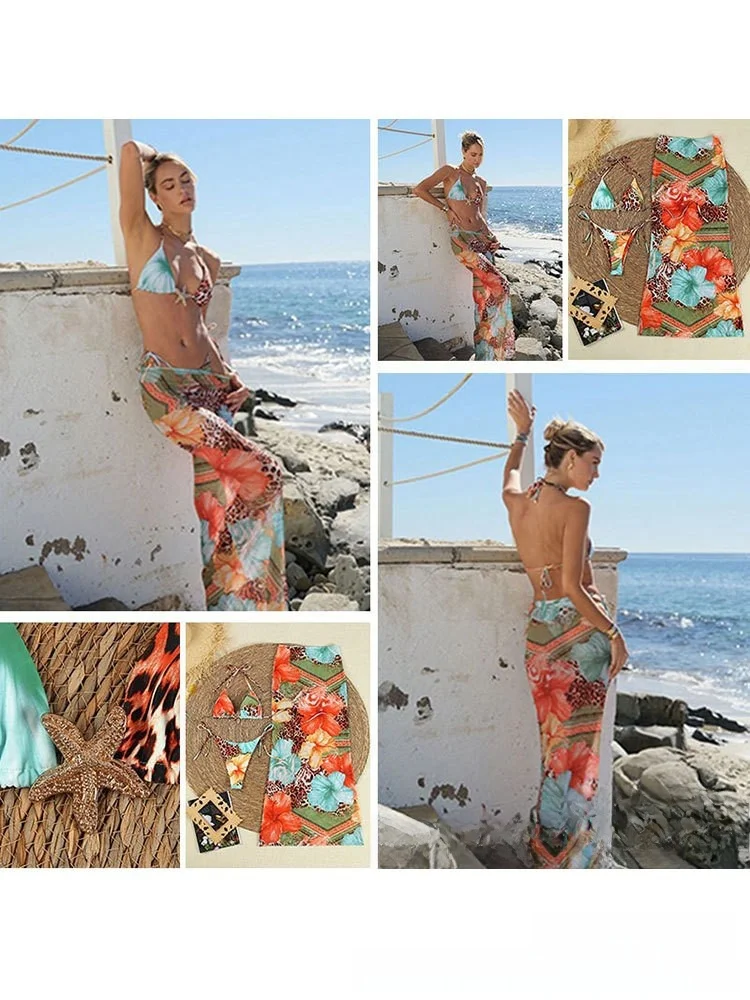 

Сексуальный облегающий купальник-тройка 2025 года: Новинка, высококачественный принт, трансграничный дизайн, женское бикини из полиэстера