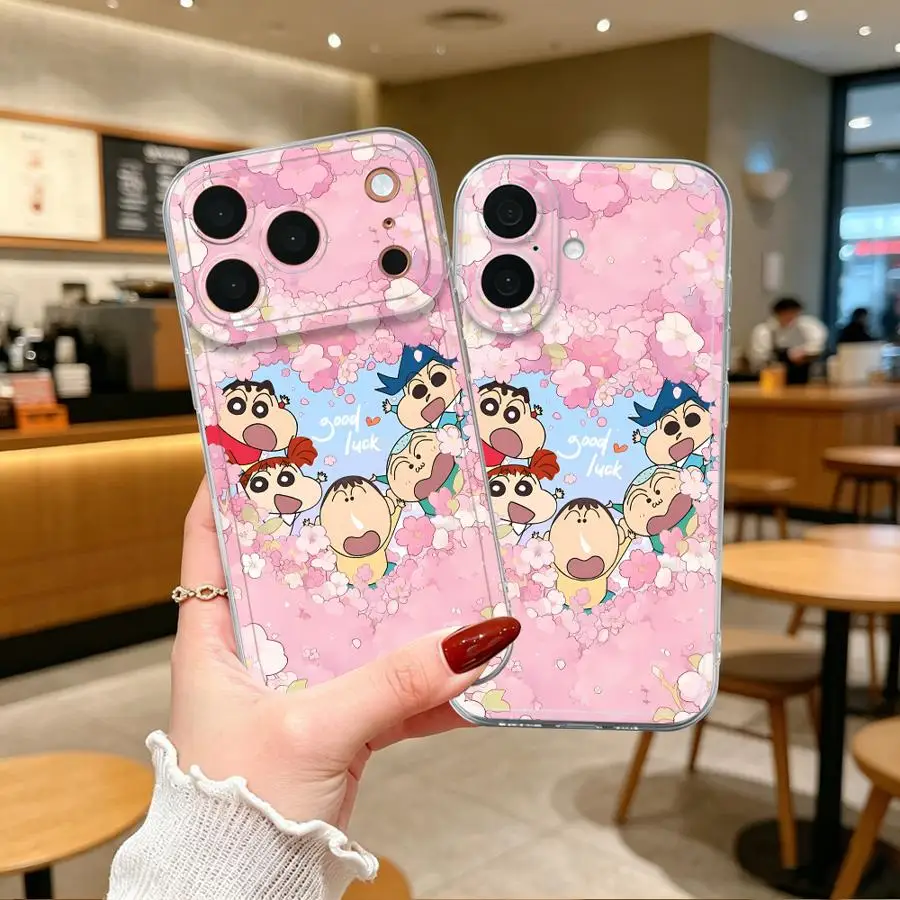 Cherry Blossom Shin-Chans Soft Phone Cover Case for iPhone 17 16 Pro Max Air 11 Pro 12 14 17e 13 Mini XS Max XR 15 Plus