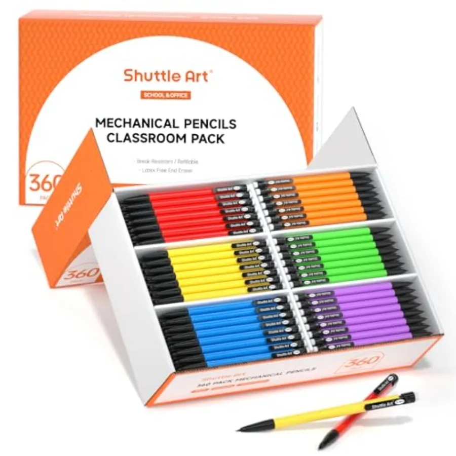 

Mechanical Pencils, Pack Bulk Mechanical Pencils 0.7mm Medium Point, HB #2 Lead Pencils, Assorted Barrels, Office School Suppli