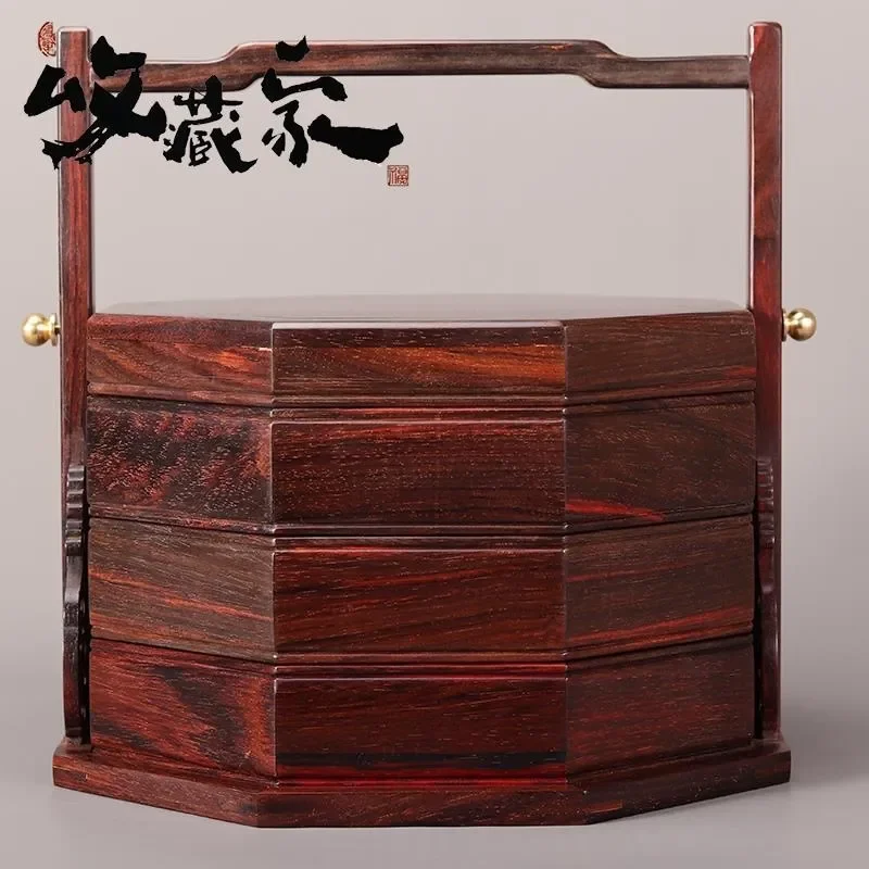 For Wedding Portable Multi Layer Solid Wood Food Box Dumpling Basket with Lid Chinese Snack Dried Fruit Storage Container