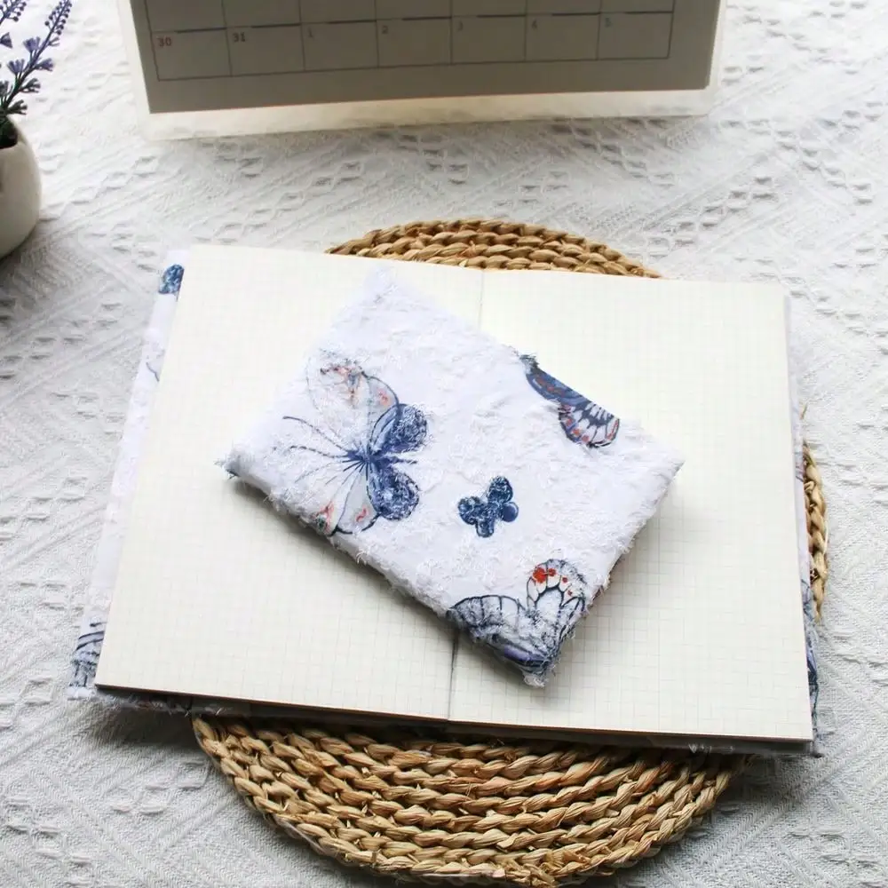 Fromthenon 1PC A5 A6 Weeks Lifelike Butterfly Cloth Book Cover Planner Case Cover Protective Shell Office Stationery Supplies