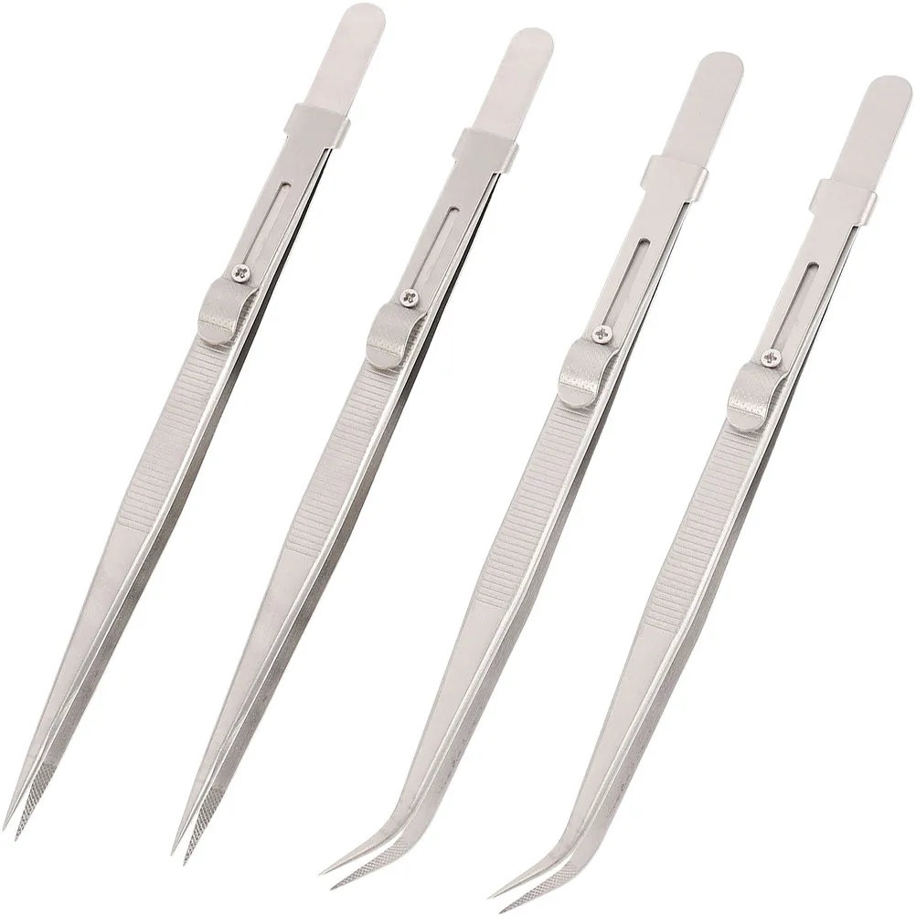 4Pcs Jewelry Tweezers Stainless Steel Ergonomic Design Precise Grip for Jewelry Making Electronics Cosmetics Lab Use Anti-Static