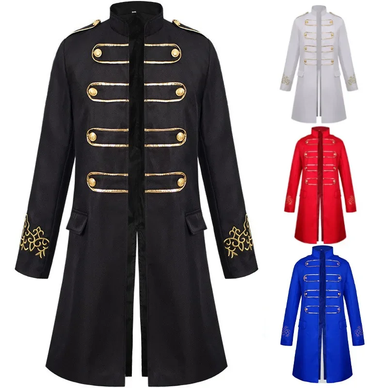 

Men Retro Steampunk Medieval Cosplay Costume Prince Punk Jackets Vestido Renaissance Gothic Coats Noble Party Embroider Uniforms