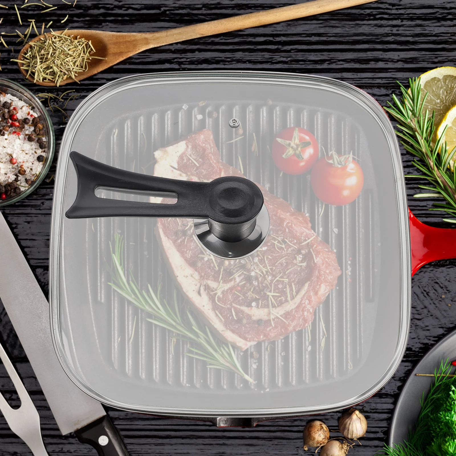 

Electric Hot Pot Glass Lid Practical Cookware Replacement Lid Anti-Scalding Handle Cooking Steam Vent Kitchen Essential
