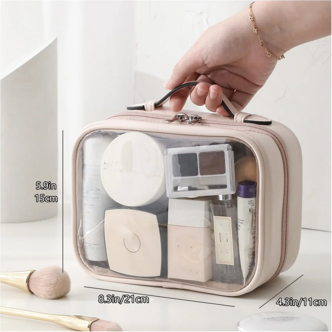 Transparent Cosmetic Bag 2 Layers Waterproof Large Capacity Makeup Package Multifunctional Travel Clear Makeup Bags Handbag