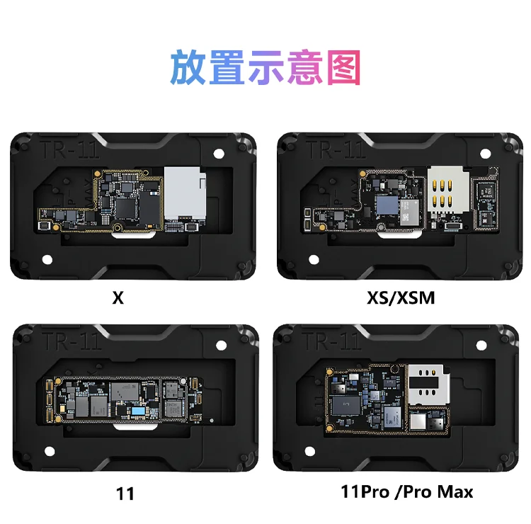 BGA 리볼링 스텐실 키트, 아이폰 X-14 플러스, 14 프로 맥스 마더보드용, 중간 레이어 식재 주석 플레이트, 고정 베이스 포함, 18 인 1