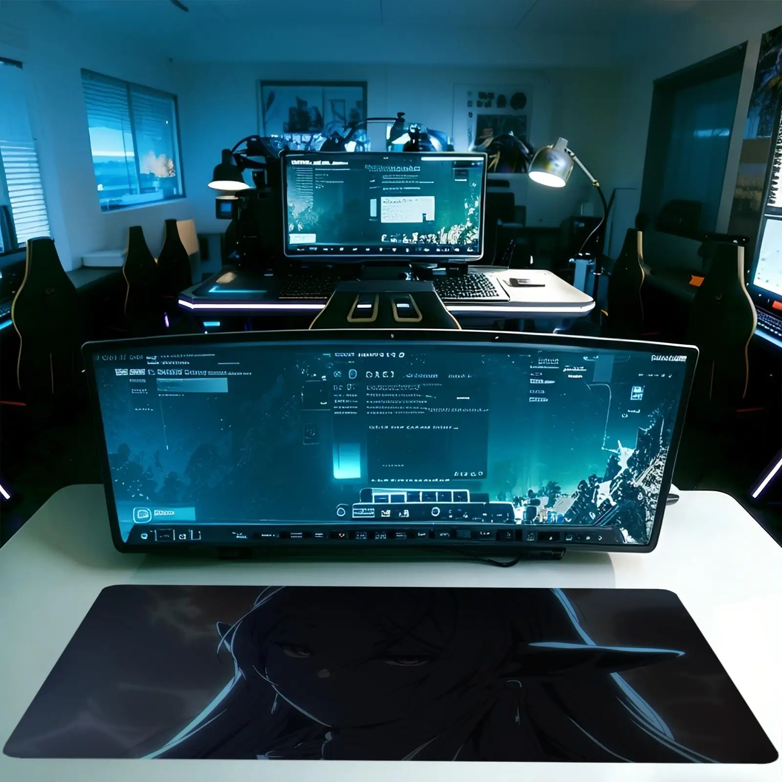 Kawaii Anime Girl Mouse Pad Frieren Beyond Journey End Keyboard Rug Laptop Lotus Flower Gaming Mousepad PC HD Desk Mat