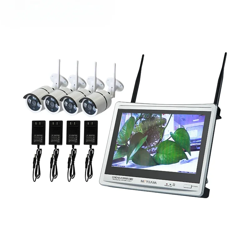 

12.5 Screen 4CH P2P Wireless IP Camera NVR Kit All in One Cctv Pack Wifi Camera Nvr System 4 Ch Security Kit