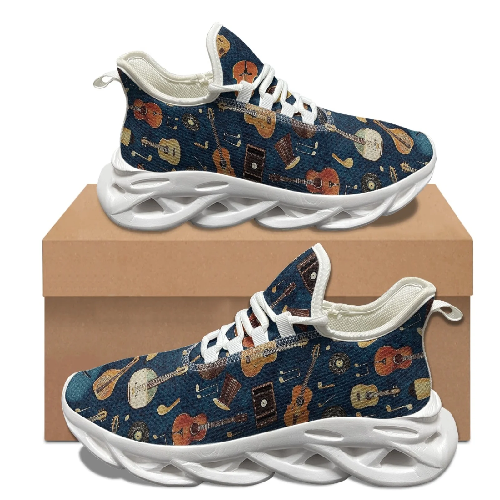 XIXIRIMIDO Blade Running Shoes Women's Lightweight Sneakers Men's Commuter Sports Shoes Comfortable Breathable Soft Retro Guitar