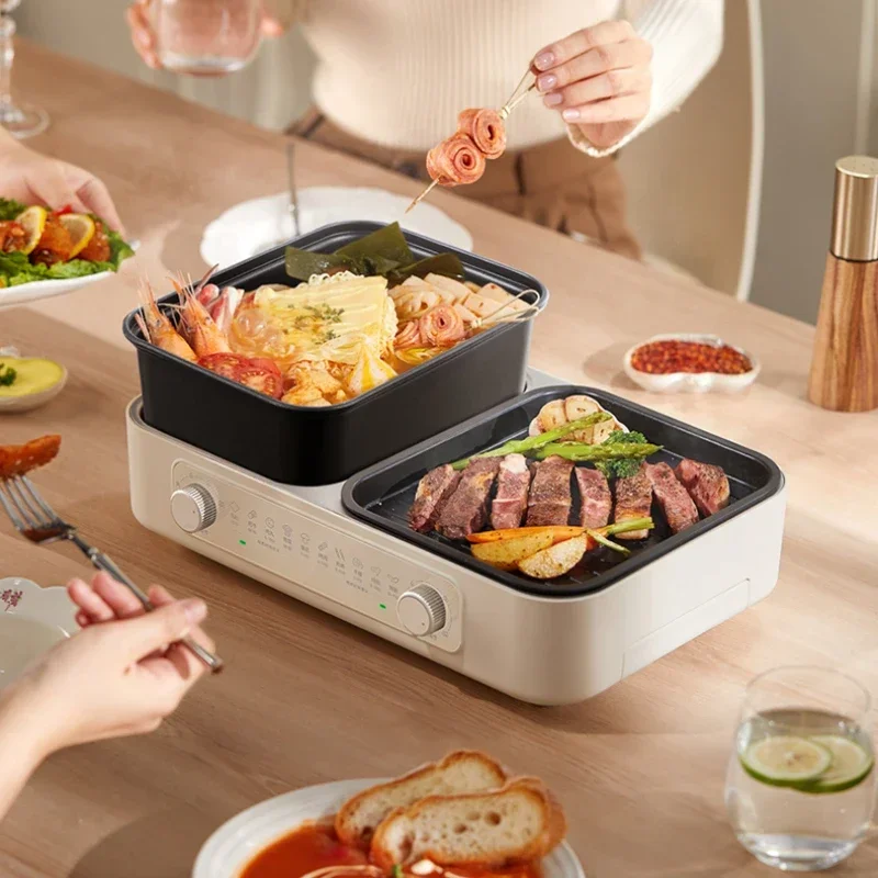 Elektrische Hot Pot Haushalt multifunktion ale elektrische Backform Shabu-Braten integrierte elektrische Ofen Indoor Hot Pot Grill