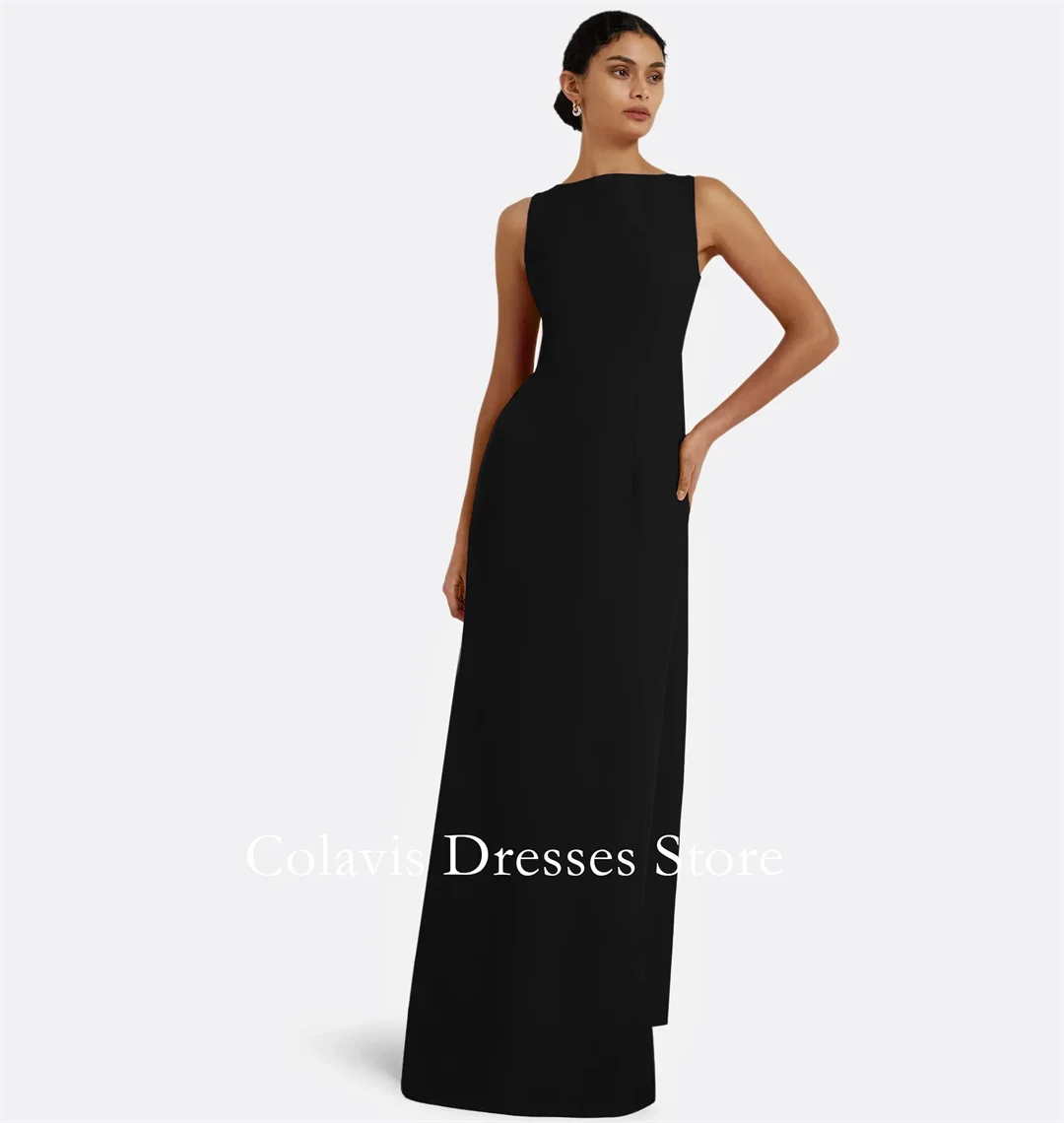 2025 Maßgeschneiderte U-Boot-Ausschnitt, bodenlang, schwarze Meerjungfrau, gerüschte Ballkleider, Abendkleid, Damen-Abendkleider, formelles Partykleid