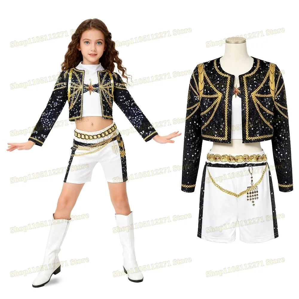 Anime Idol Girls Kpop Demon Hunters Rumi Zoey Mira Cosplay Full Suit Set Costume Stage Performance Children Halloween Party