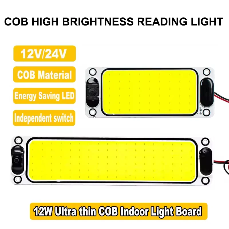 1PC 12V 24V COB Vehicle Interior Dome Light Ultra-Thin LED Reading Lamp For Truck Van RV Camper Energy-Efficient & Long-Lasting