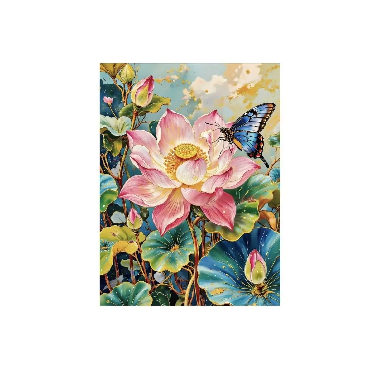 

9ct 60x80 см наборы с принтом лотоса, вышивка крестиком, набор для рукоделия «сделай сам», домашний декор, поделки с иглами, нитки