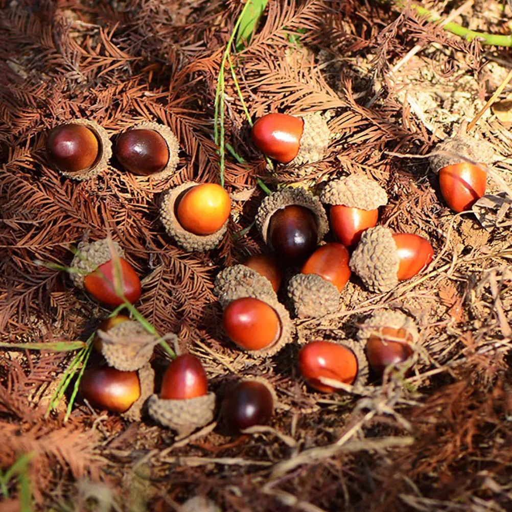 

50Pcs DIY Acorn Adornments Realistic Artificial Acorns for Festive Season Decoration Craft Projects Table Display Ornament