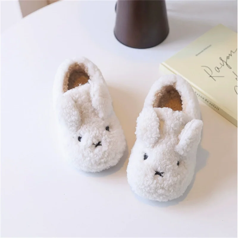 

2025 New Winter Children Shoes Warm Fur Cute Rabbit Kids Footbare Shoes Soft Sole Fashion Toddler Girls Cotton Shoes EU 22-30