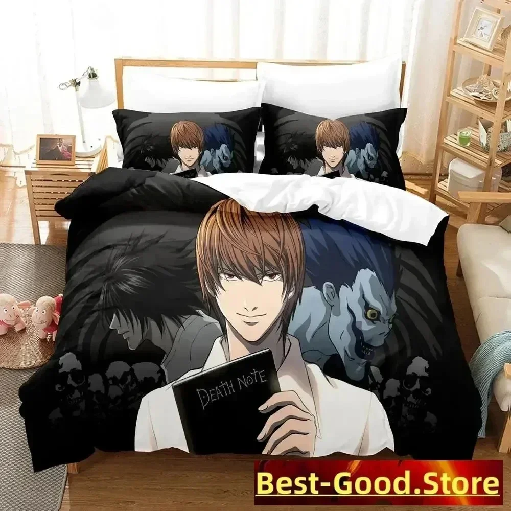3D Death Anime Note Bedding Set Printed Bed Set With Pillowcase Duvet Cover Soft Single Double Queen Super King Size boys Adult