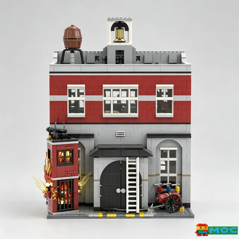 2583PCS City Firefighter Training Day Fire Station Backyard MOC Model Blocks DIY Educational Birthday Christmas Collection Gift