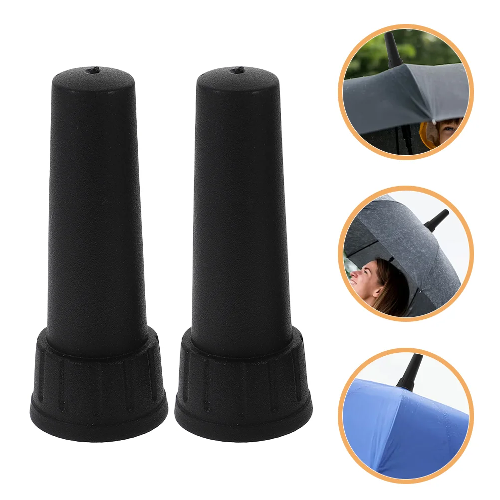 

4 Pcs Umbrella Accessories Top Cover Replacement Tip Cap Hat 750X300X300CM Pole Repair Long Caps Black