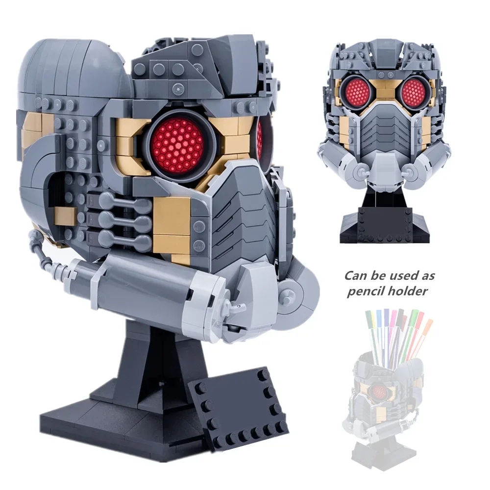 Miniso Marvel Star-Lord Avengers Guardians Galaxy Helmet Heroes Model Building Blocks Bricks Boys Toys Gifts