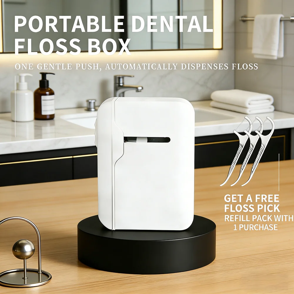 

80 шт. одноразовых зубных нитей-флоссеров + автоматический диспенсер для зубной нити, портативный, для дома и путешествий