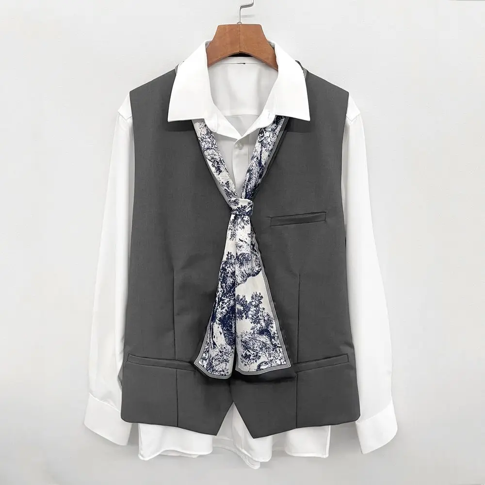 Spring/summer New Arrival Blue Slim Scarf - Business Casual Silk Scarf for Shirts Suits Neck Protection - Men's