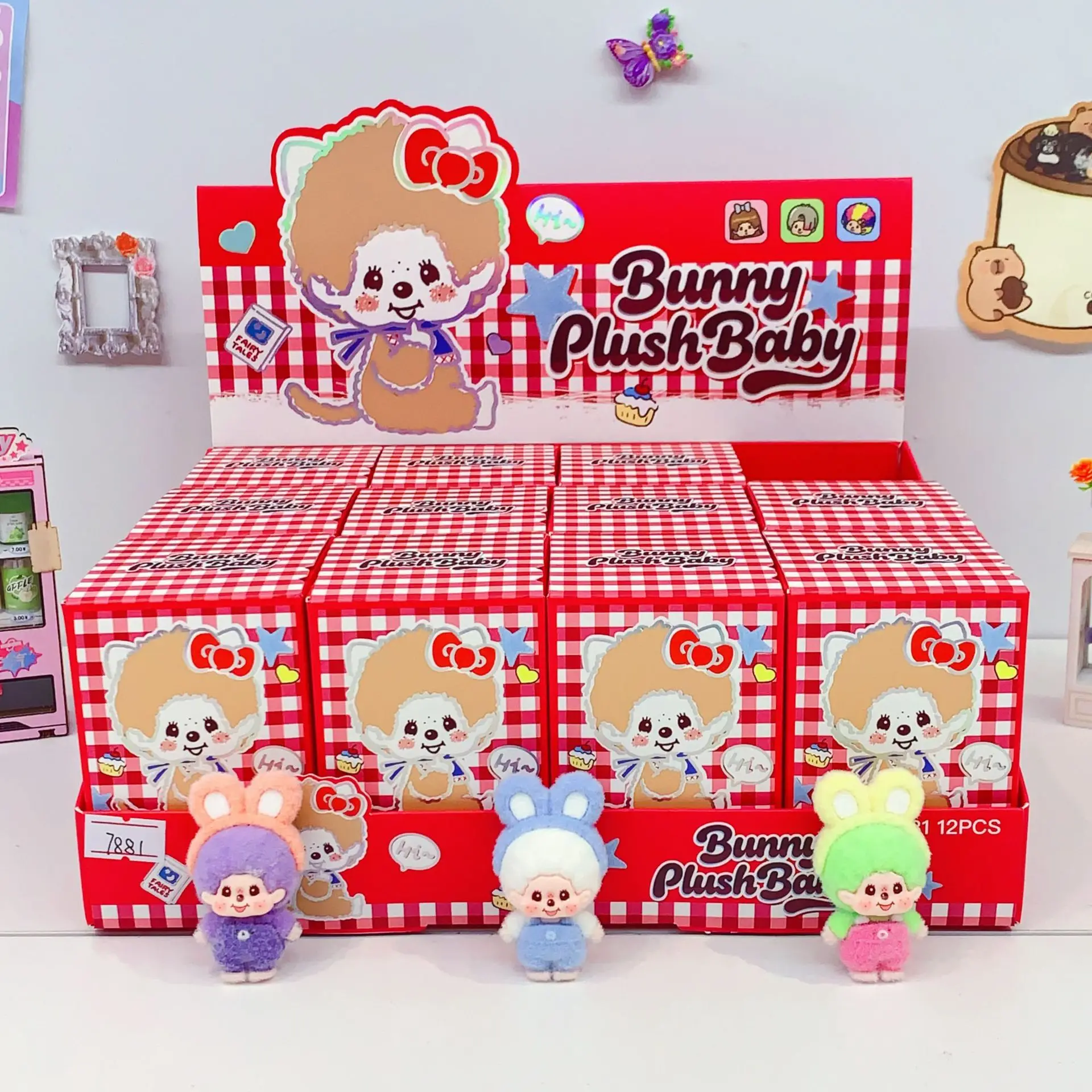 

monchhichi cute doll blind box flocking exquisite knickknack with adhesive paste