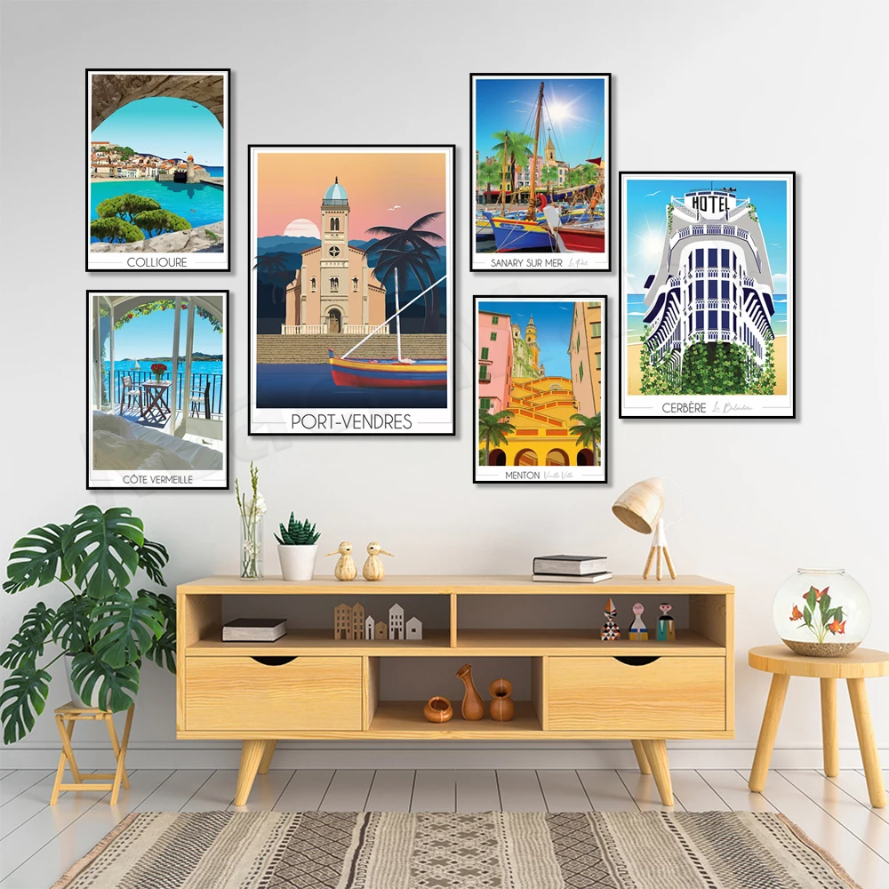 

French Riviera, Collioure village, Port Vendre, Narbonne beach, Port Leucate pontoon, Sorgue island, Saint-Nary-sur-Mer poster