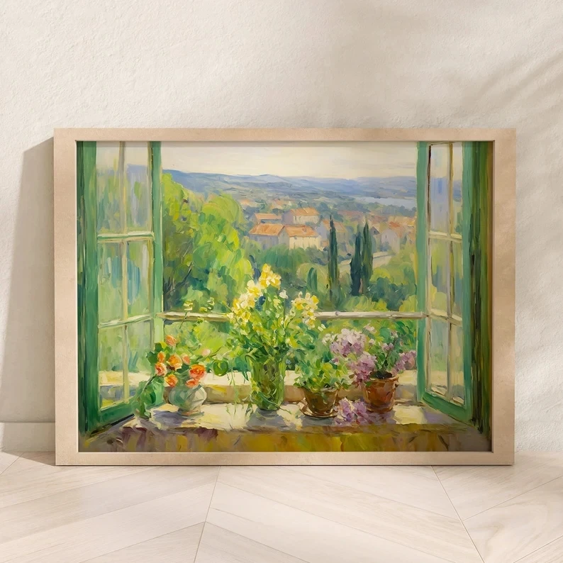 Clasisc Henri Matisse Artwork Summer Window View Flower Field Landscape Poster Canvas Painting Wall Pictures Home Decor