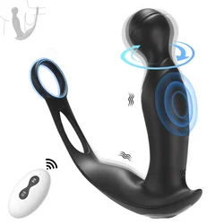 Male Prostate Massager Wireless Control Anal Vibrator with Cock Ring Delay Ejaculation Anal Butt Plug Adult Sex Toy for Men Gay