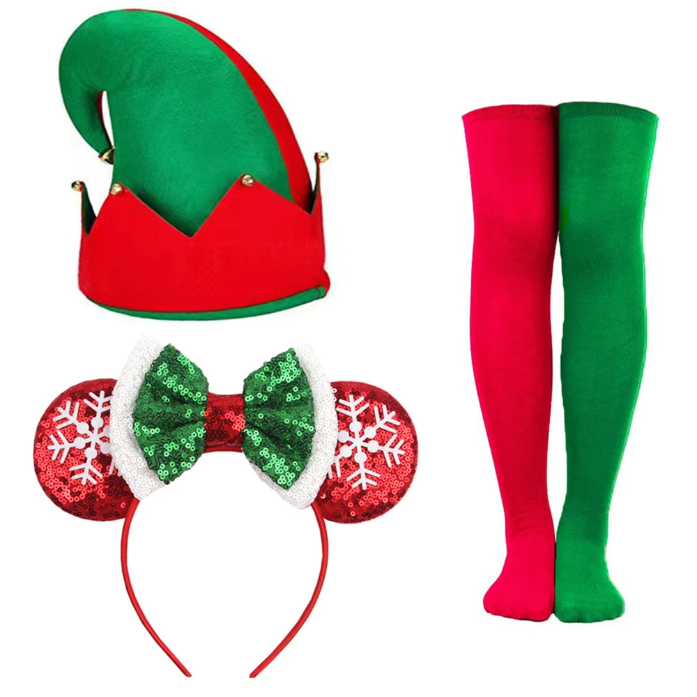 Red Green Christmas Elf Costumes Girls Xmas Carnival Party Cosplay Dresses for Kids New Year Outfits Child Gifts Holiday Clothes