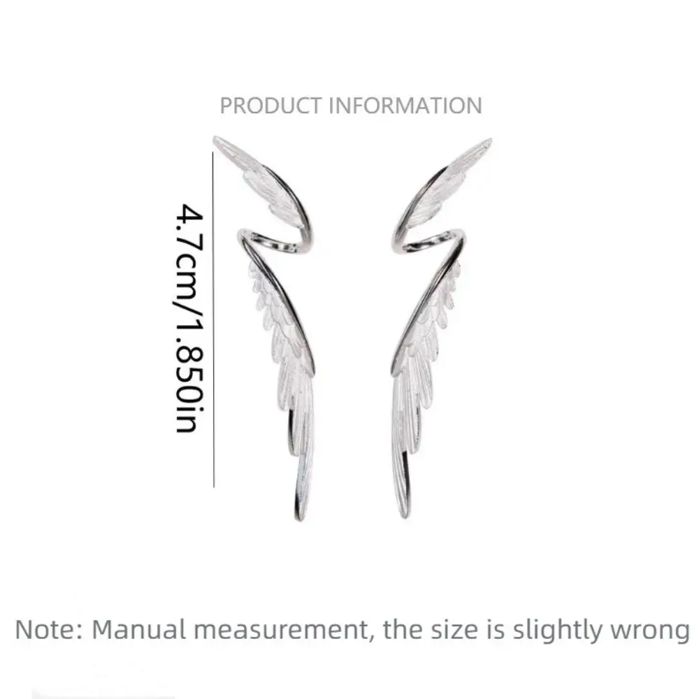 متماثل سبيكة الأذن كليب فضي اللون أنيقة الأذن اكسسوارات الكورية نمط أجنحة شكل استرخى أقراط النساء