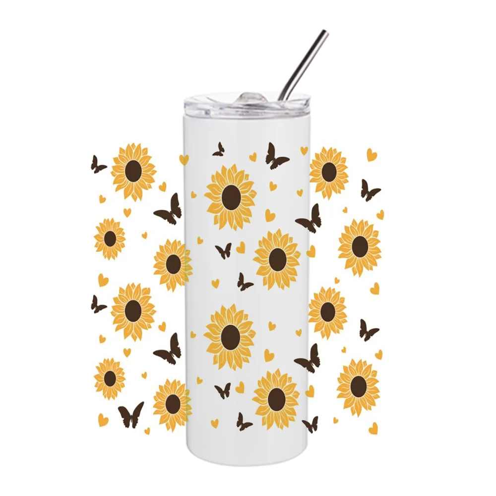 Imagem -03 - Miniso-diy Adesivo Decalque Lavável Caneca 3d Projeto de Insetos de Flor uv Dtf Envoltório do Copo para 20oz Tumblers Transferências Adesivos