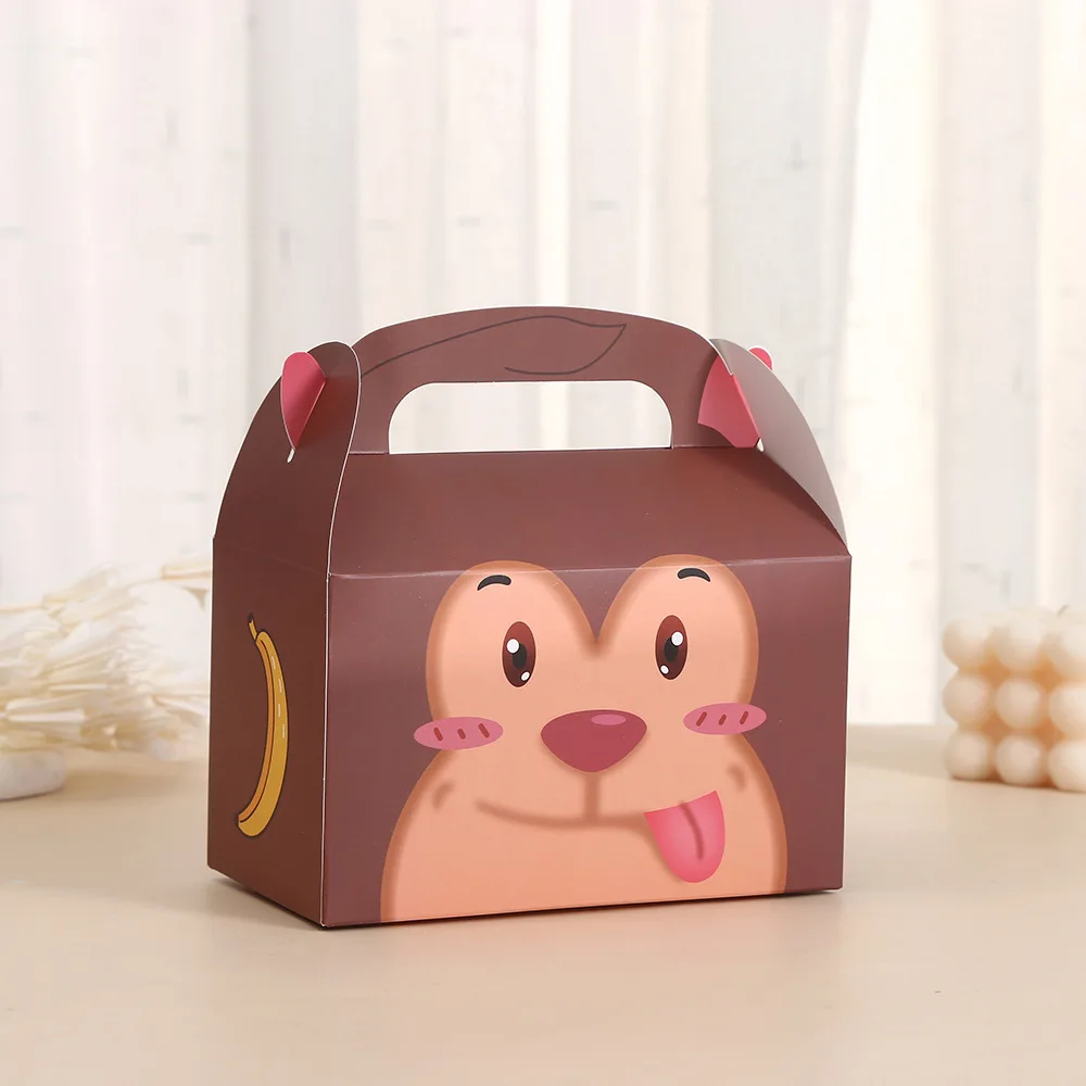 Cartoon Jungle Animals Theme Cake Candy Box, 6Pcs Set