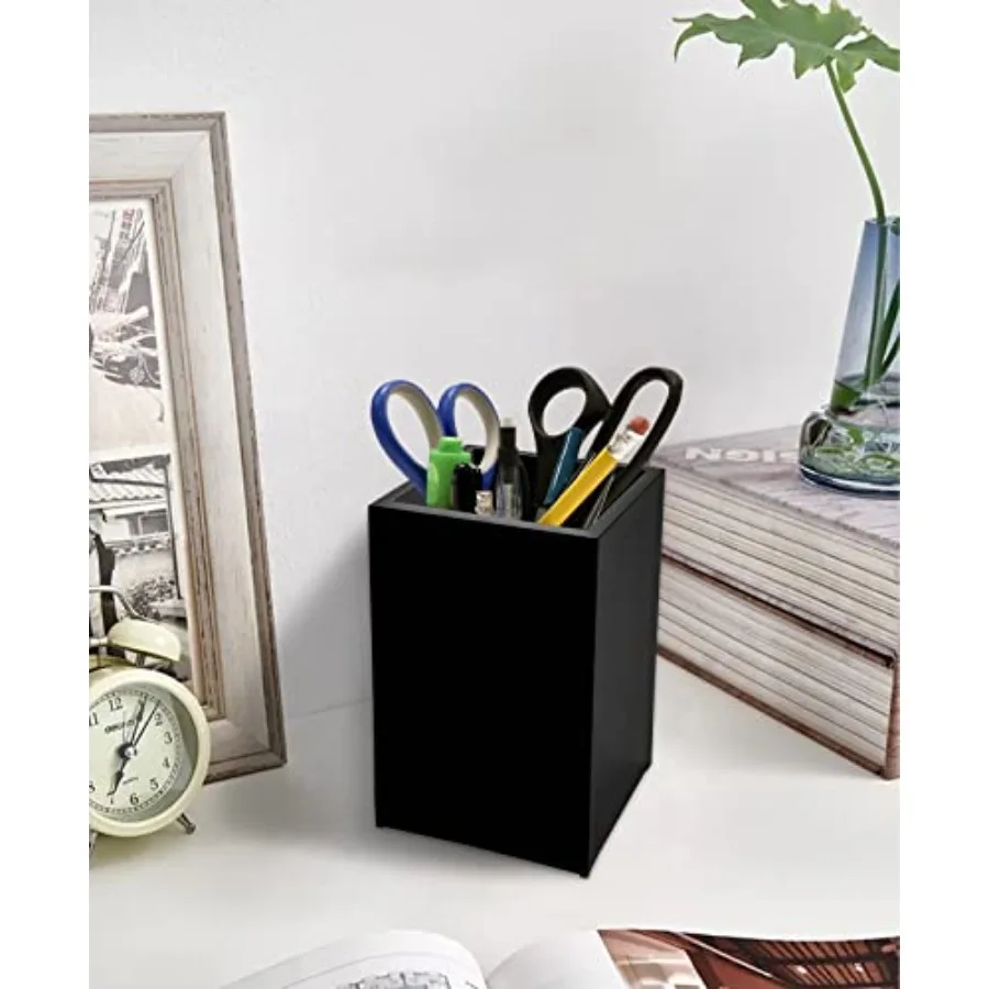 2 Pack Acrylic Pencil Pen Holder Cup, Desk Accessories Holder, Makeup Brush Storage Organizer, Modern Design Desktop Stationery