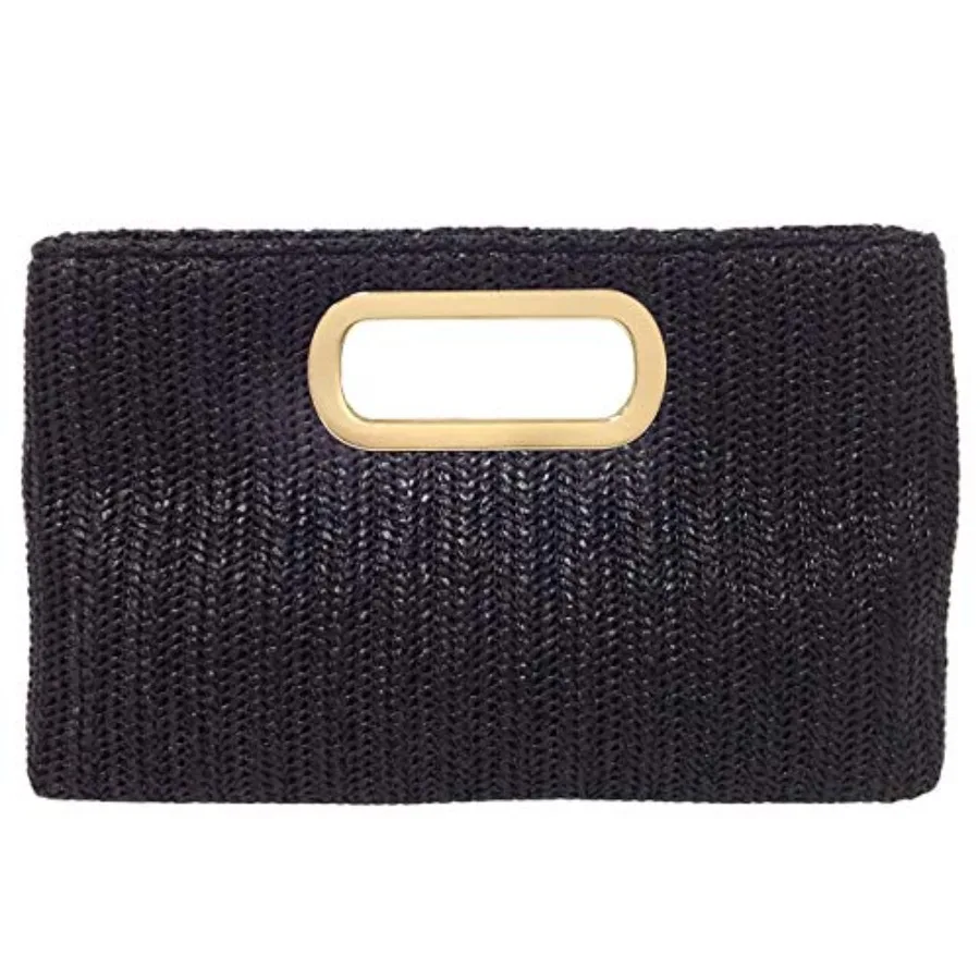 Top Handle Straw Clutch