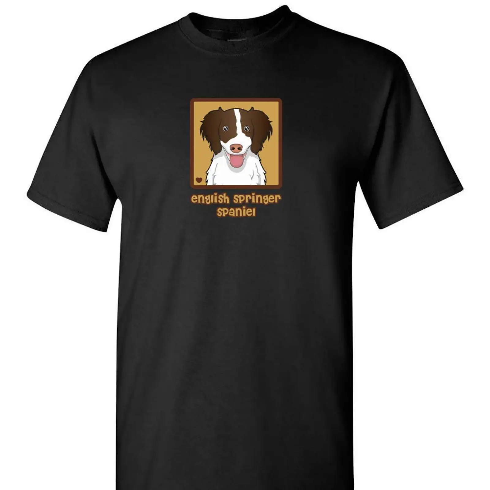 English Springer Spaniel Cartoon Heart T Shirt  Ladies Short Long Sleeve Youth Kids vintage Washed streetwear graphic