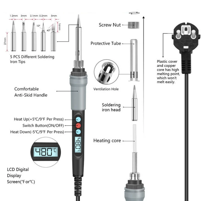 Brandmalerei Reparatur Elektrisches Lötkolben-Set, einstellbare Temperatur, 110 V/220 V, elektrisches Lötkolben-Set