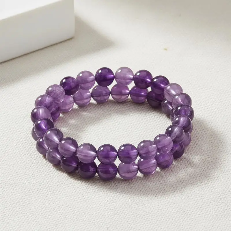 2pc Set Sromantic Amethyst Obsidian Quartz Beaded Butterfly Bracelet Women Stretch Bangles Positive EnergyDaily Commute