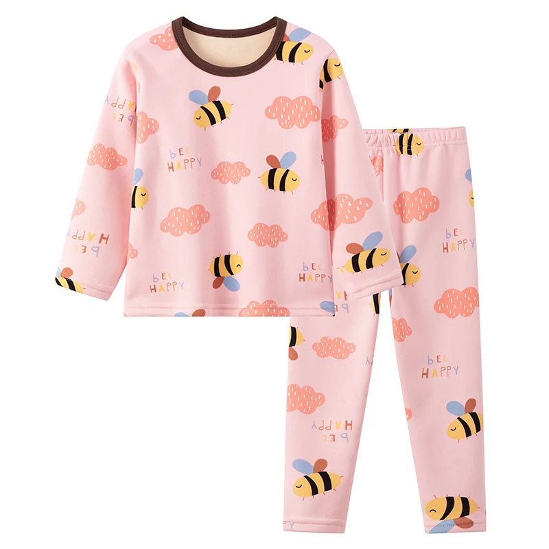 2-Piece Children's Set For Autumn/Winter Thick And Cute Cartoon Print Multi-Color Suitable For Both Boys And Girls Comfortable