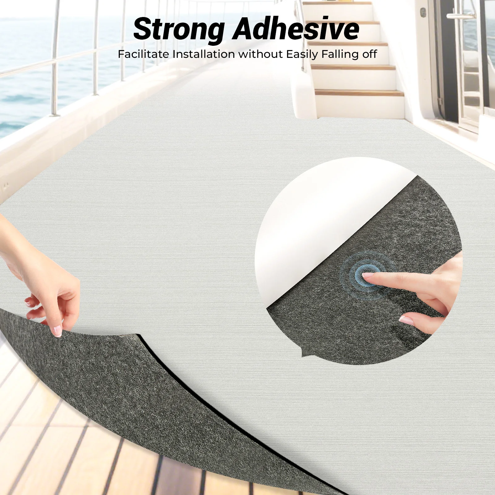 Eva-Schaumstoff-Bootsmatte 240 x 90 cm, Marine-Sicher, mit wasserdichter Oberfläche, selbstklebend, rutschfest, für Yachten – Detail 4