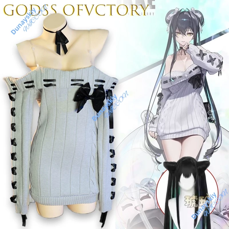 

Русалочка, аниме, платье-свитер для косплея, Harajuku, винтажный облегающий мини-наряд, обнимающий бедра