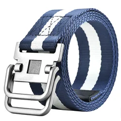 Double loop buckle canvas belt men's Cargo pants student youth belt students Korean version versatile jeans belt women