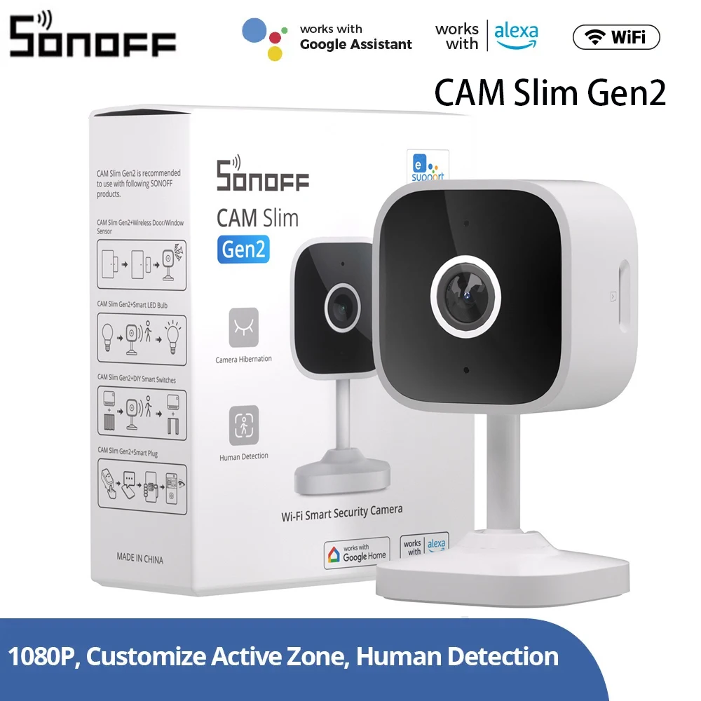 SONOFF CAM Slim Gen2 Smart Home Security Camera 1080P Human Motion Detection Video Record Night Vision Audio Auto Track Motion