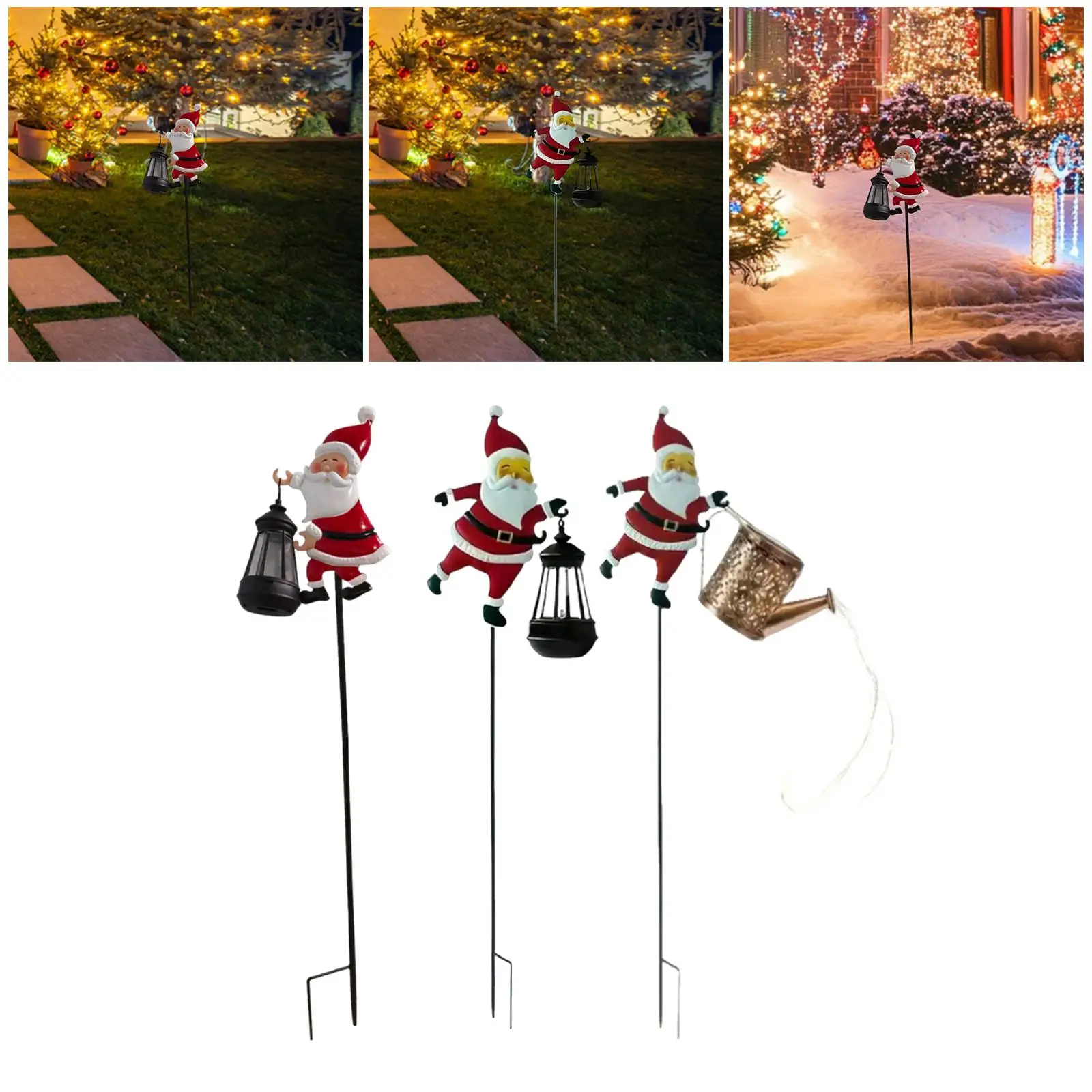 

Christmas Santa Solar Garden Stake Light Iron Waterproof LED for Outdoor Holiday Yard Patio Pathway Decor